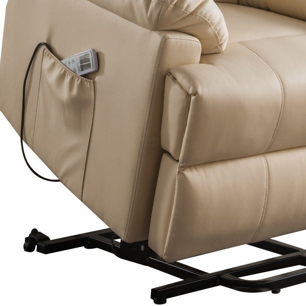 Black Faux Leather Power Massage Lift Assist Recliner - 34-inch