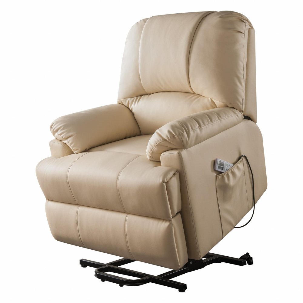 Black Faux Leather Power Massage Lift Assist Recliner - 34-inch