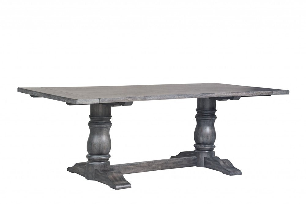 Light Gray and Gray Solid Wood Trestle Base Dining Table - 88-inch