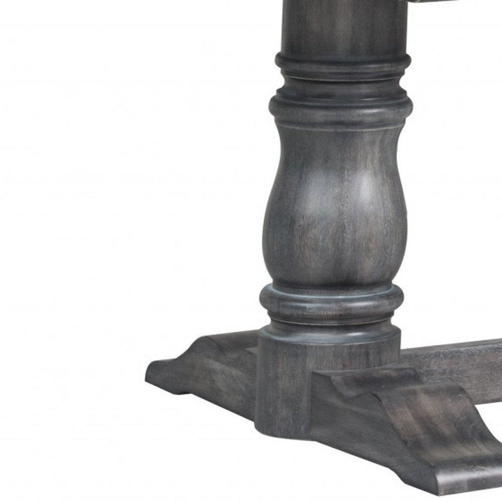 Light Gray and Gray Solid Wood Trestle Base Dining Table - 88-inch