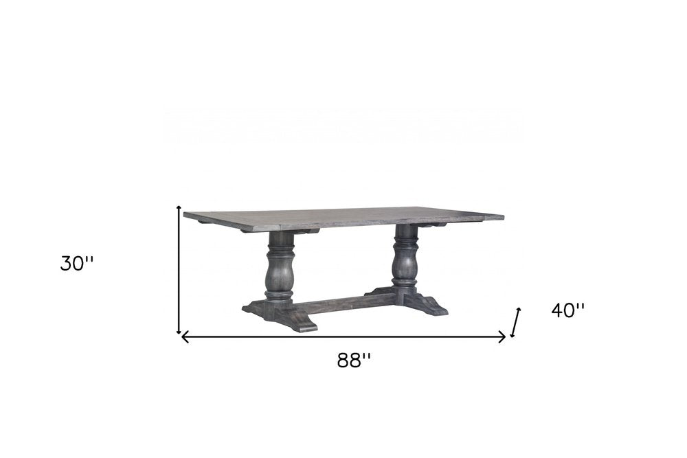Light Gray and Gray Solid Wood Trestle Base Dining Table - 88-inch