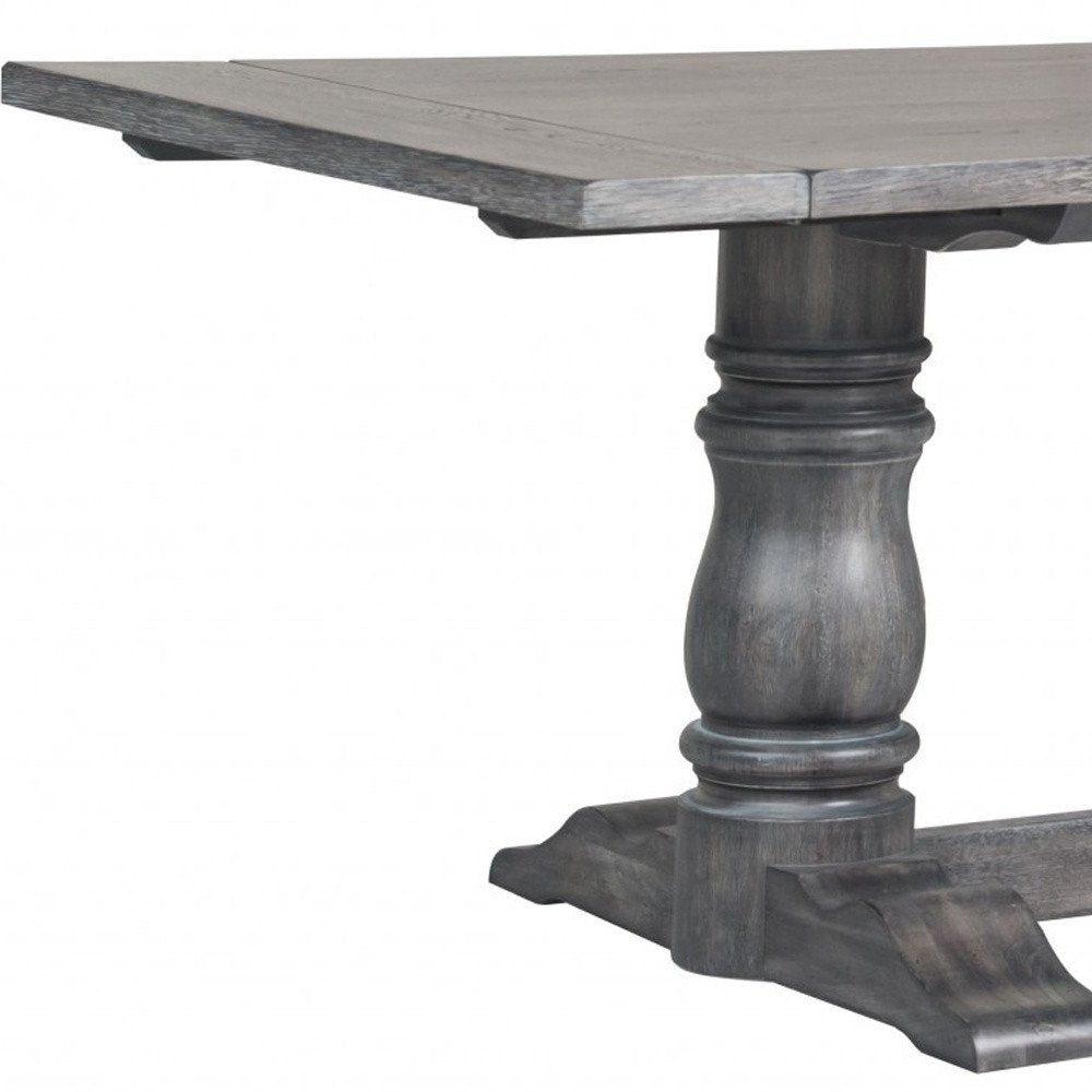 Light Gray and Gray Solid Wood Trestle Base Dining Table - 88-inch