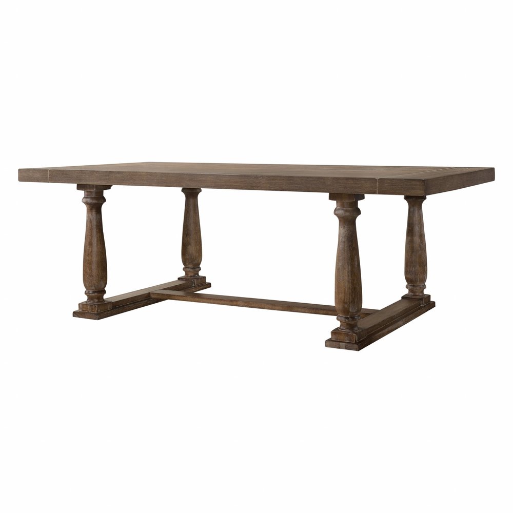 Light Gray and Gray Solid Wood Trestle Base Dining Table - 88-inch