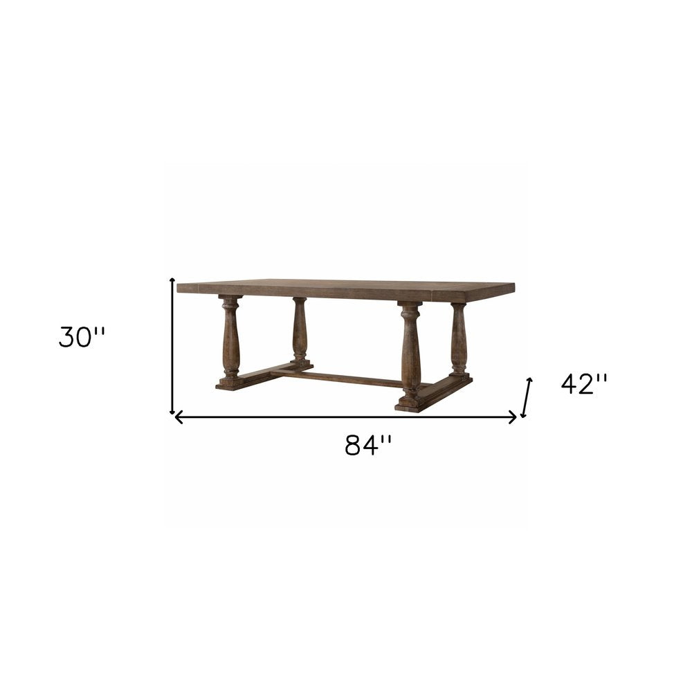 Light Gray and Gray Solid Wood Trestle Base Dining Table - 88-inch