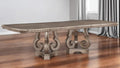 Champagne Solid Wood Double Pedestal Base Dining Table - 76-inch