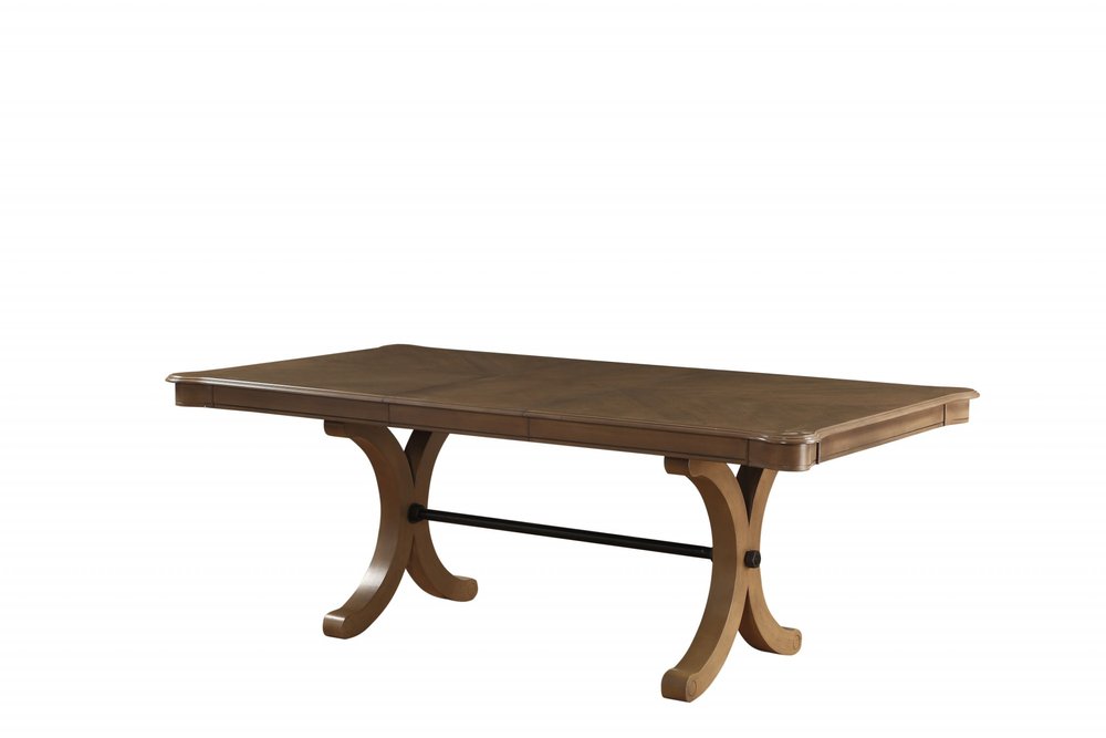 Brown Solid Wood Removable Leaf Trestle Base Dining Table - 64-inch