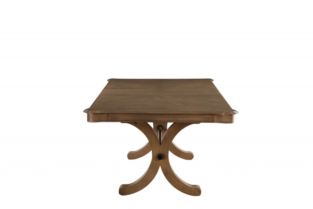 Brown Solid Wood Removable Leaf Trestle Base Dining Table - 64-inch