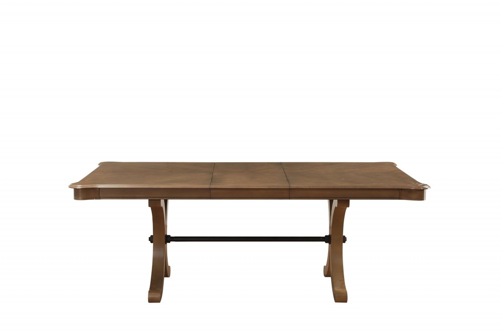 Brown Solid Wood Removable Leaf Trestle Base Dining Table - 64-inch