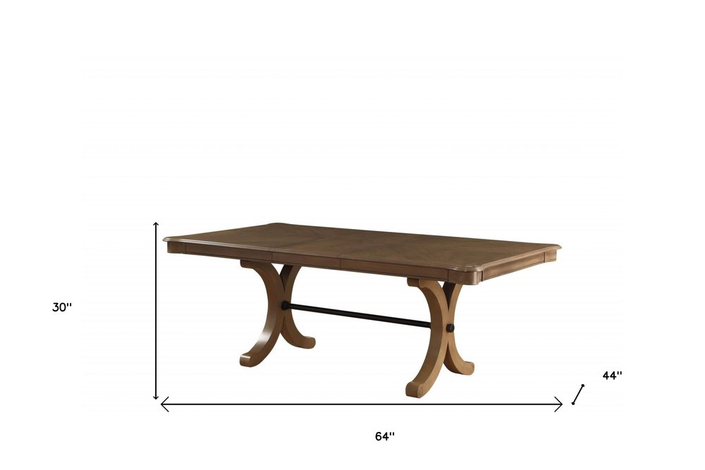 Brown Solid Wood Removable Leaf Trestle Base Dining Table - 64-inch
