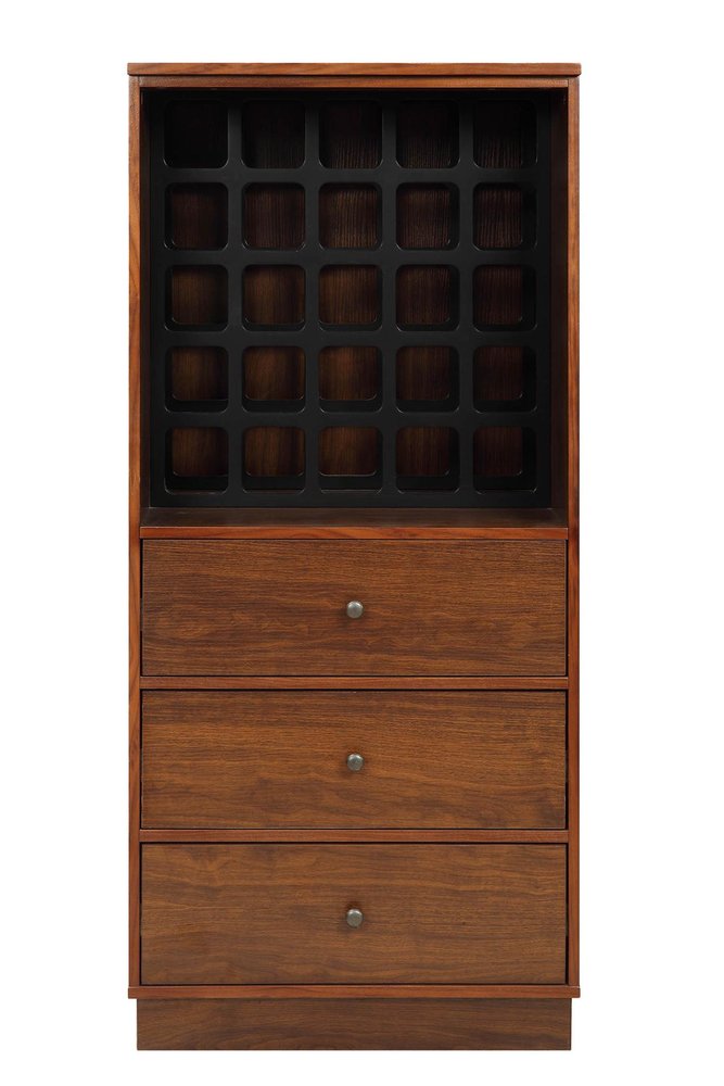 Brown and Black Wood Bar Cabinet with Three Drawers - 52-inch