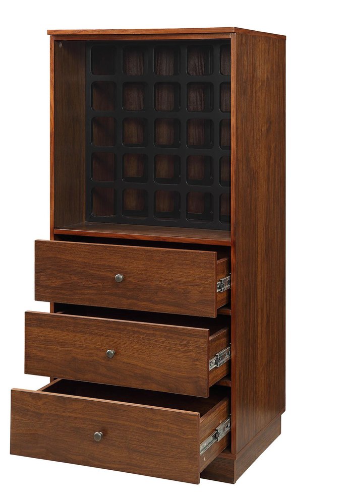 Brown and Black Wood Bar Cabinet with Three Drawers - 52-inch