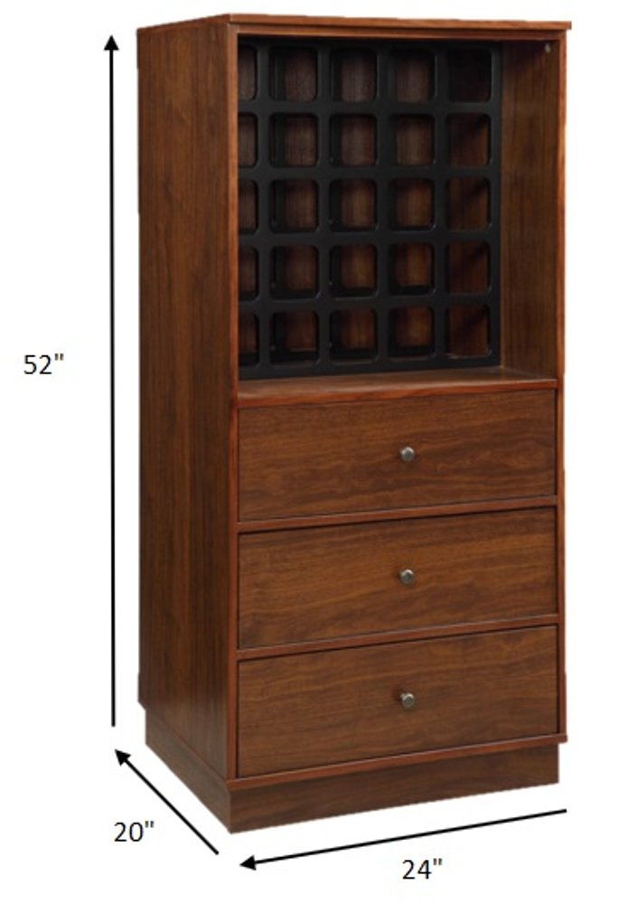 Brown and Black Wood Bar Cabinet with Three Drawers - 52-inch