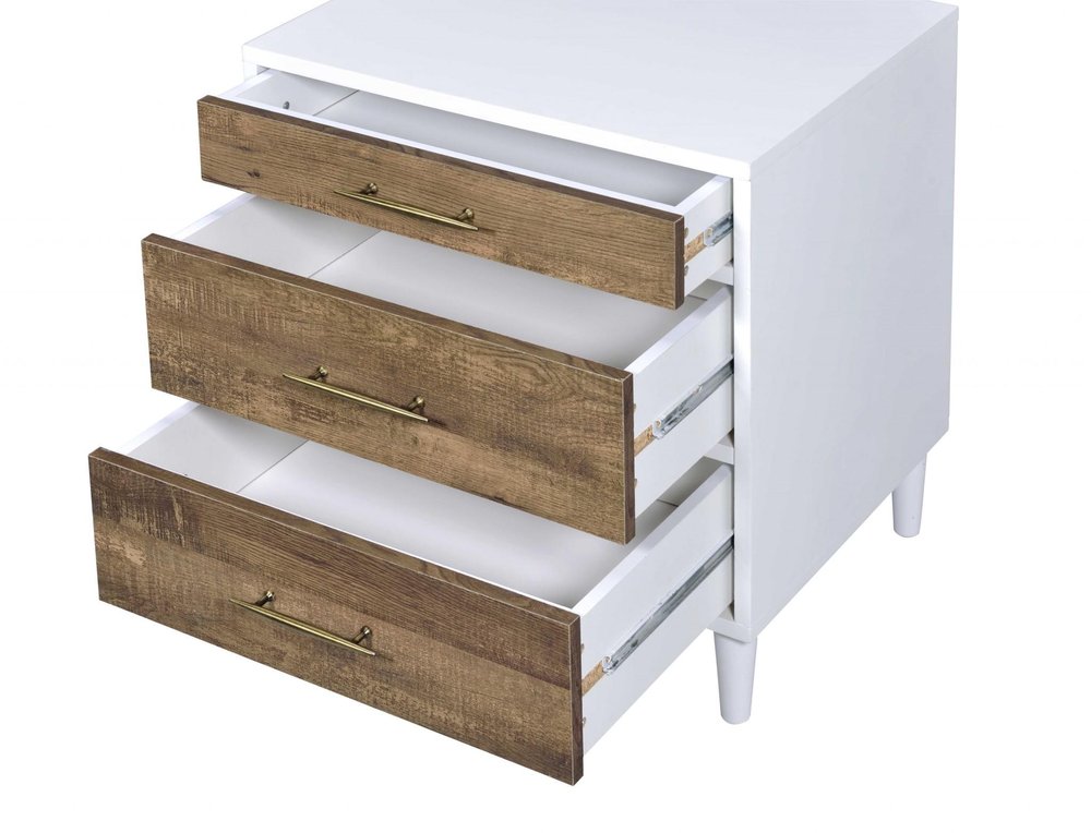 Brown Three Drawers Nightstand - 21-inch