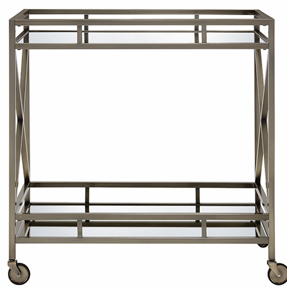 Antique Brass Metal Serving Cart - 34 X 20 X 35-inch