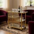 Clear and Gold Glass and Iron Rolling Prep Table - 40-inch