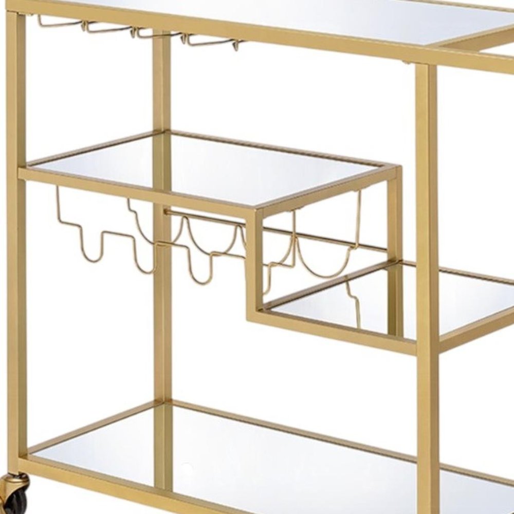 Clear and Gold Glass and Iron Rolling Prep Table - 40-inch