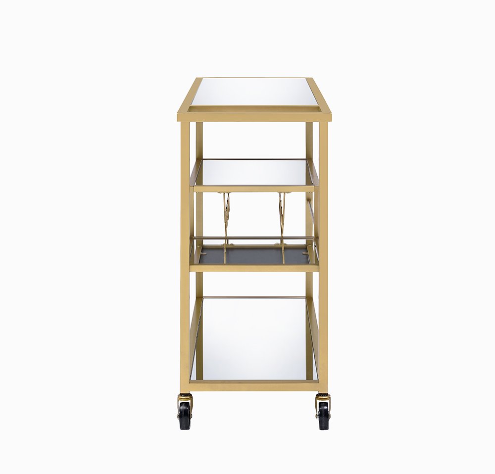 Clear and Gold Glass and Iron Rolling Prep Table - 40-inch