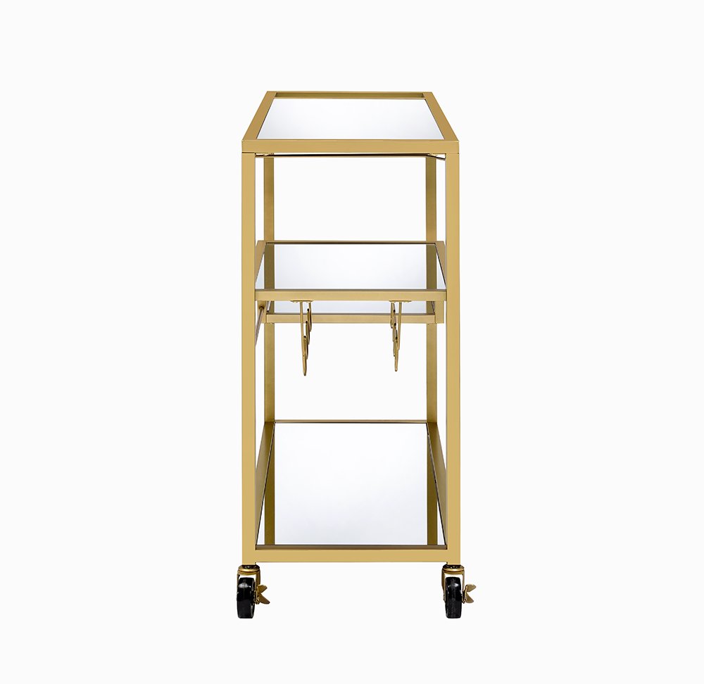 Clear and Gold Glass and Iron Rolling Prep Table - 40-inch