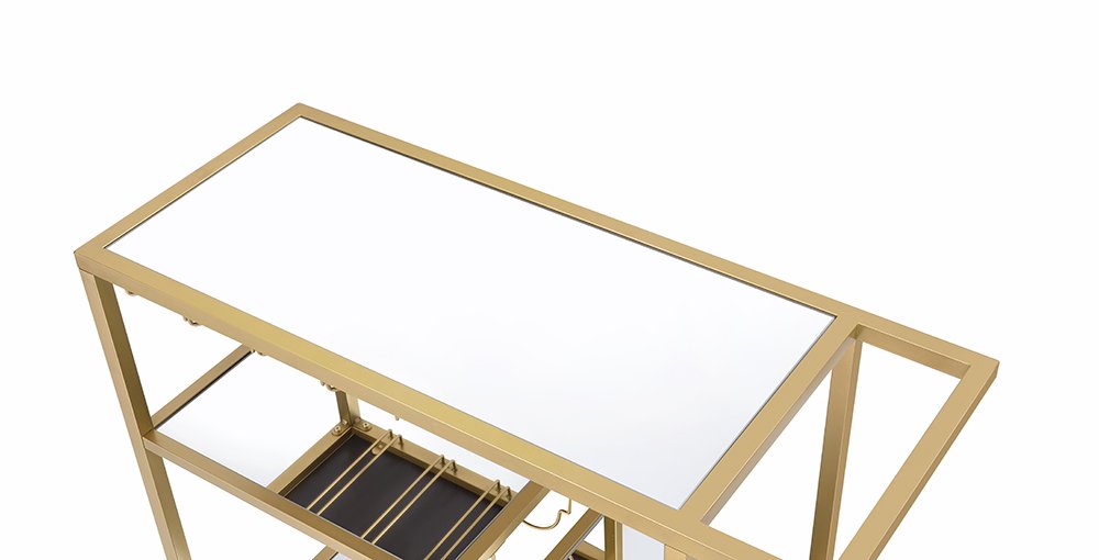 Clear and Gold Glass and Iron Rolling Prep Table - 40-inch