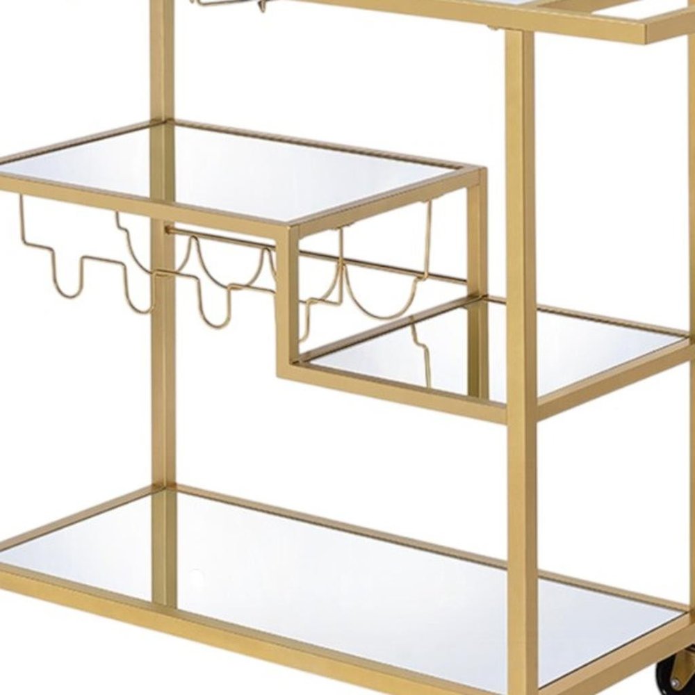 Clear and Gold Glass and Iron Rolling Prep Table - 40-inch