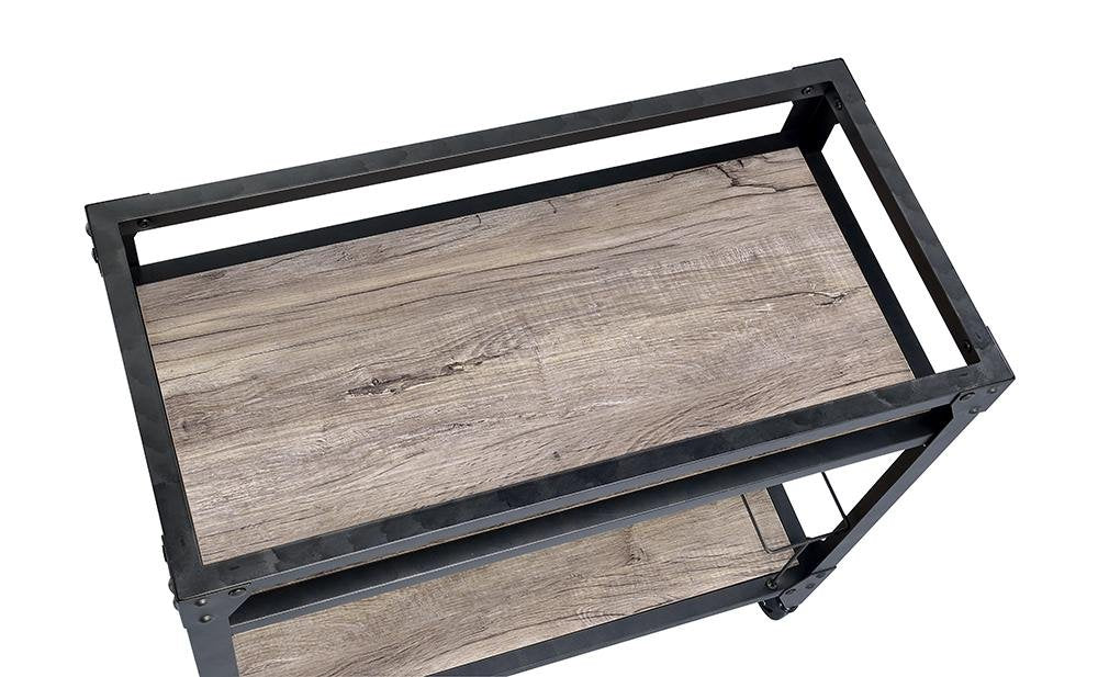 Black and Natural 32 Rolling Prep Table with Storage
