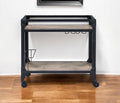 Black and Natural 32 Rolling Prep Table with Storage