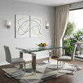 Clear and Silver Glass and Stainless Steel Self-Storing Leaf Dining Table