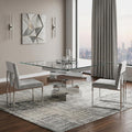 Clear and Gray Square Glass and Solid Wood Pedestal Base Dining Table - 59-inch
