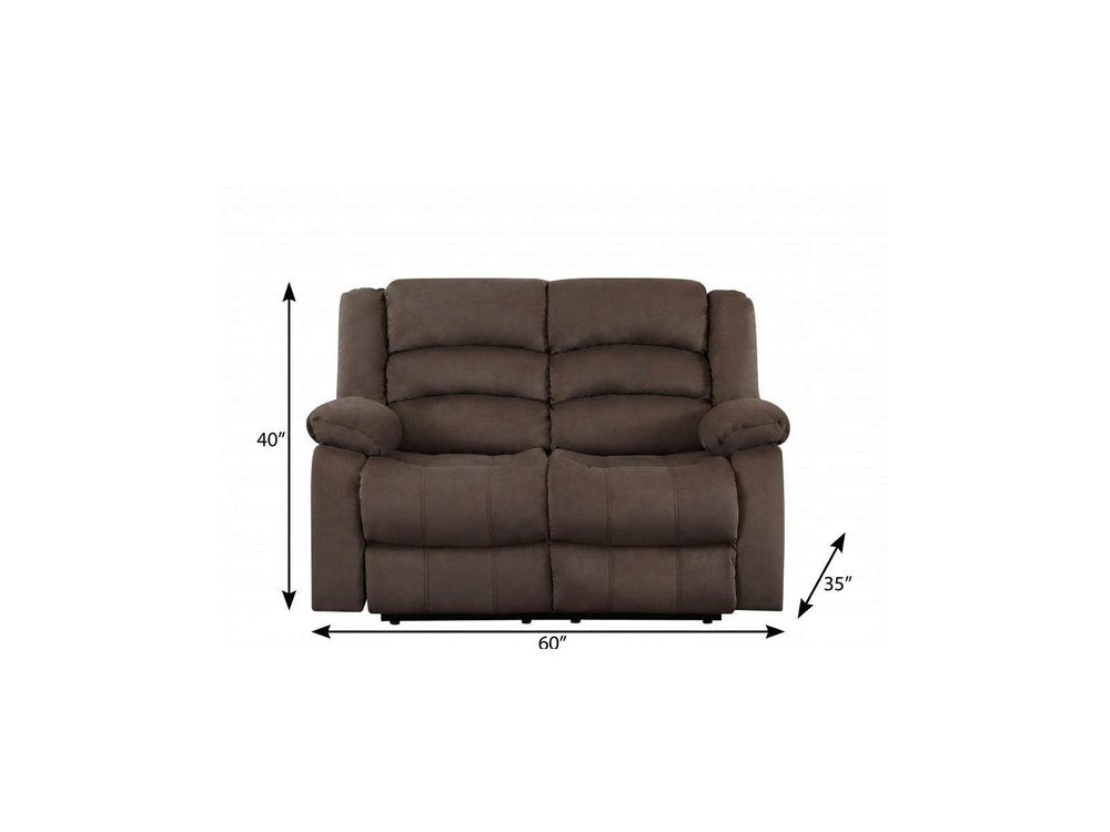 Brown Microfiber Manual Reclining Loveseat - 60-inch
