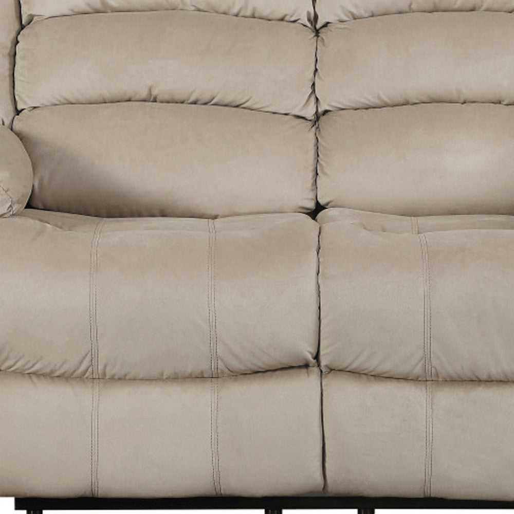Beige Microfiber Manual Reclining Loveseat - 60-inch