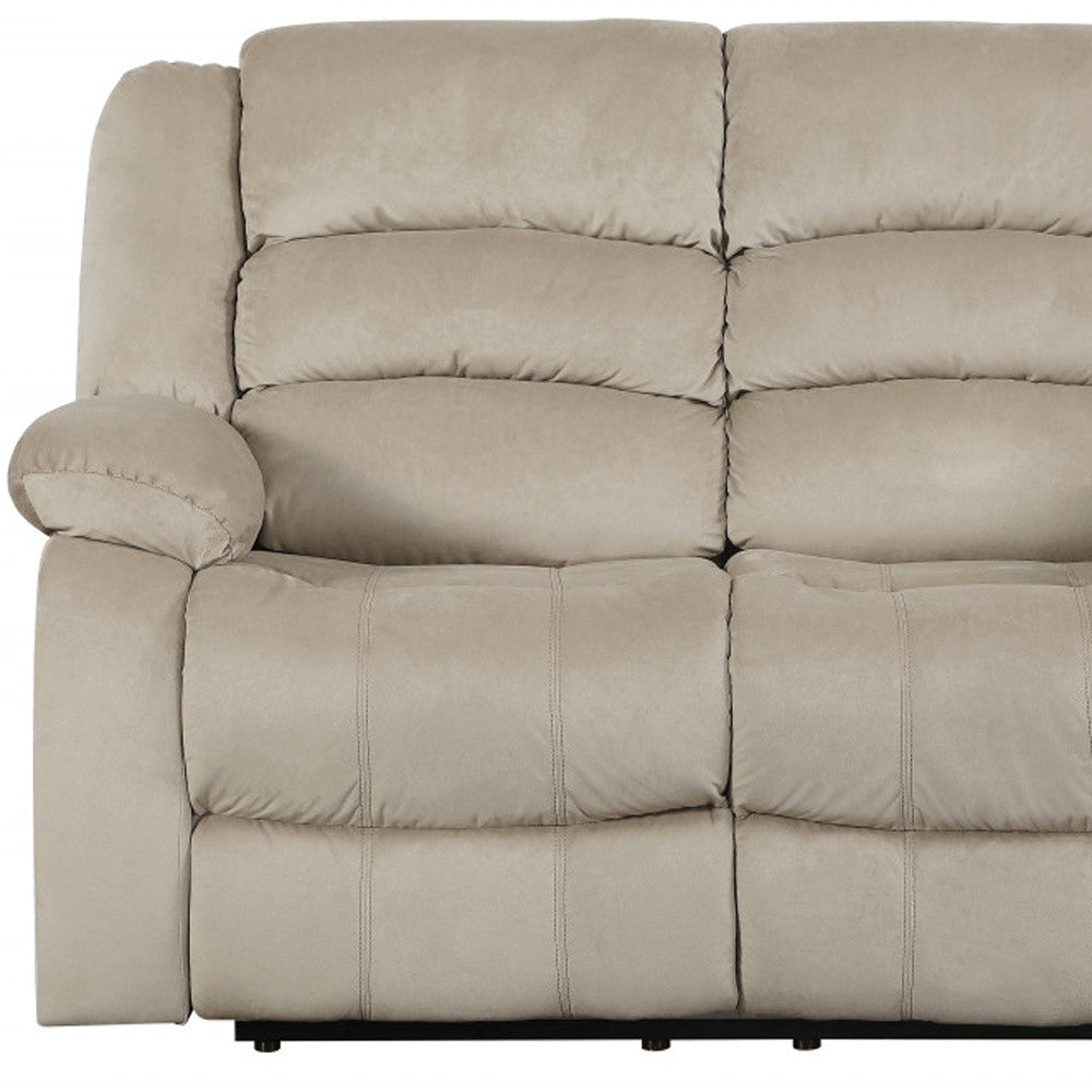 Beige Microfiber Manual Reclining Loveseat - 60-inch