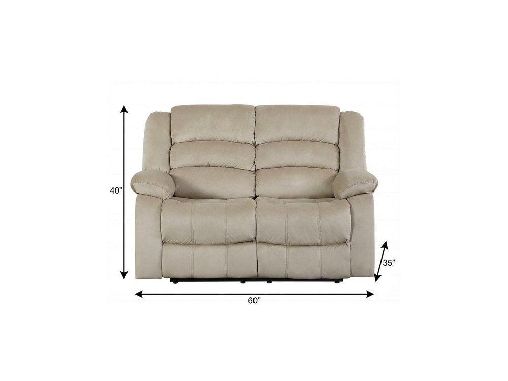 Beige Microfiber Manual Reclining Loveseat - 60-inch