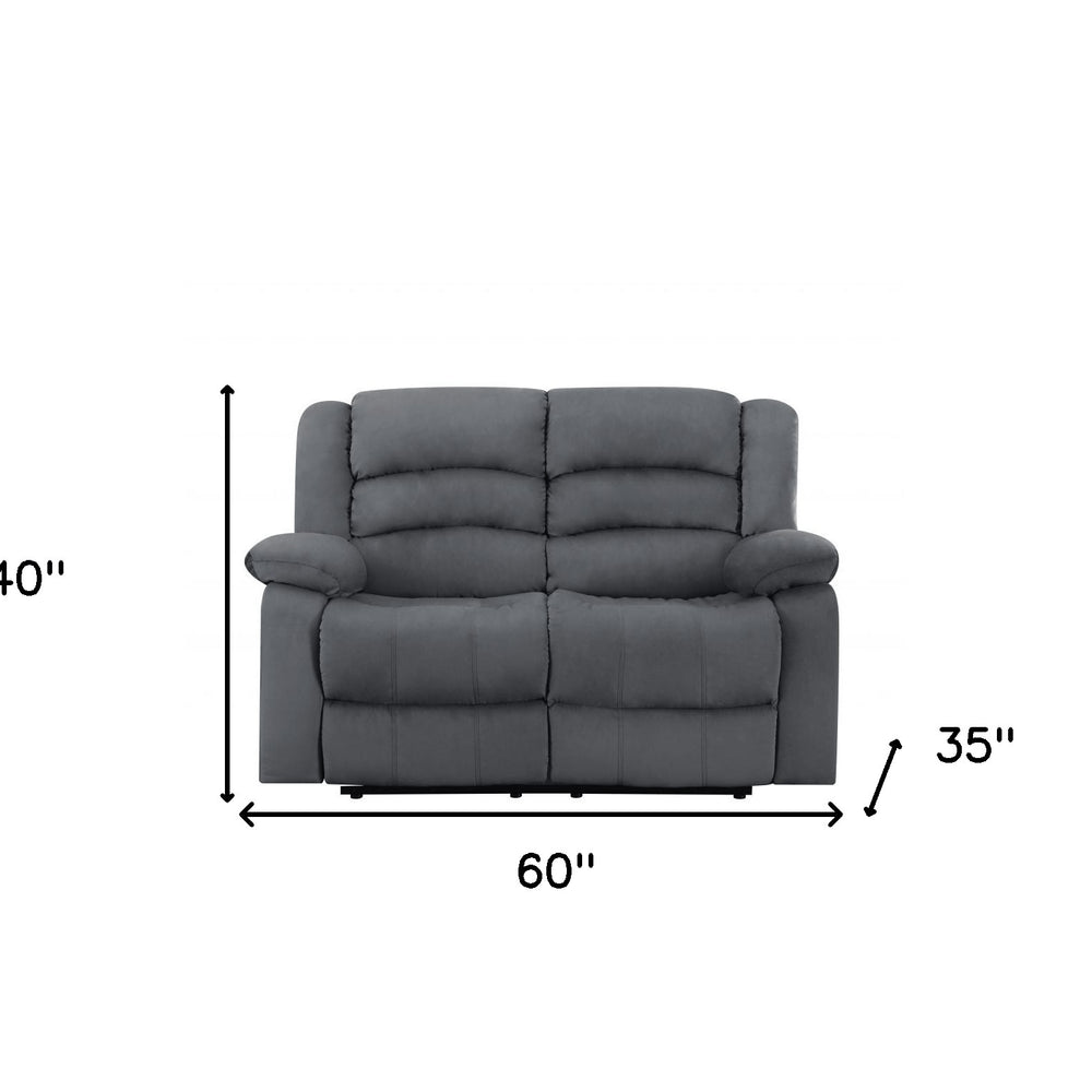 Gray Microfiber Manual Reclining Loveseat - 60-inch