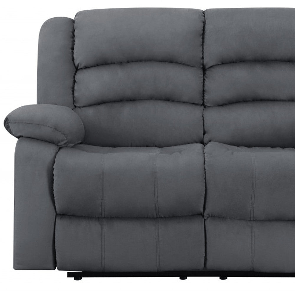 Gray Microfiber Manual Reclining Loveseat - 60-inch