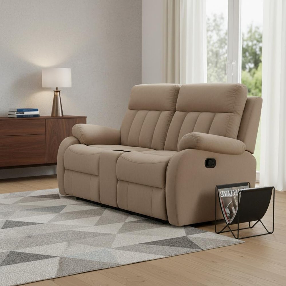 Modern Beige Fabric Sofa - 40-inch
