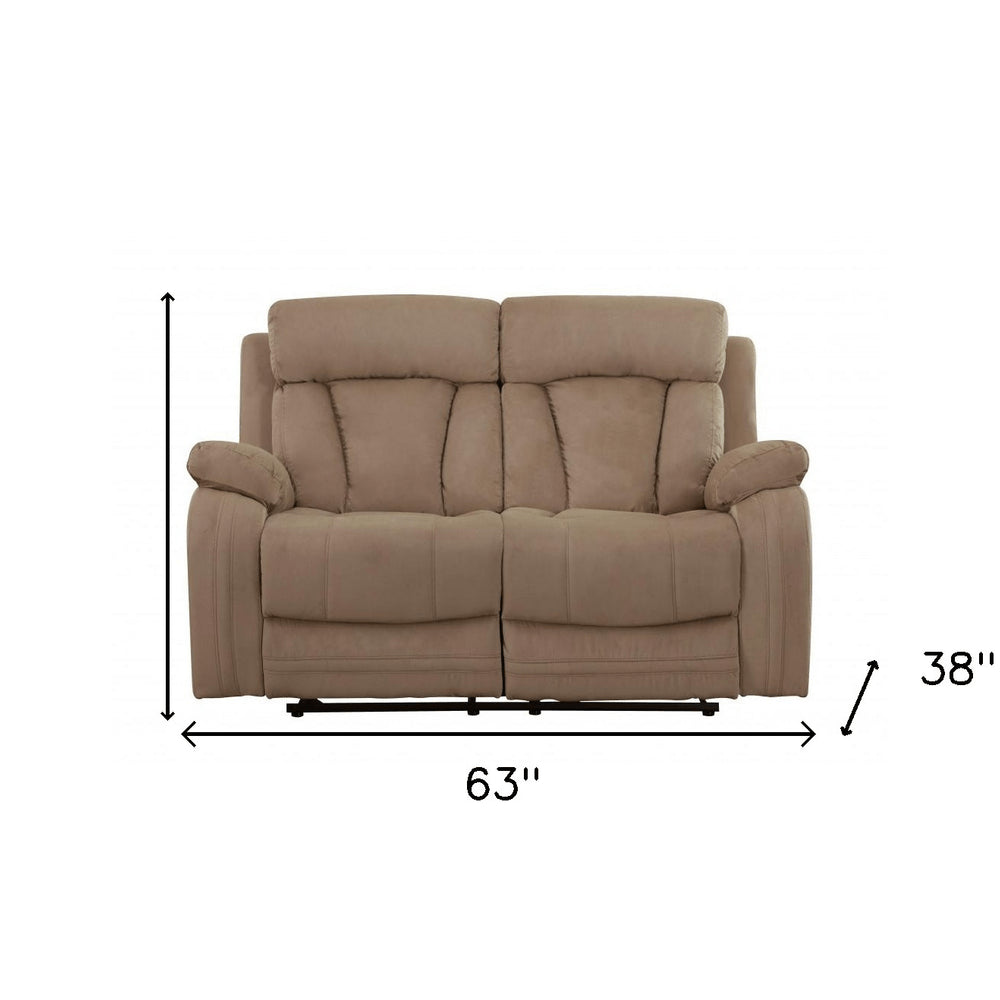Beige Leather Match Recliner - 63-inch