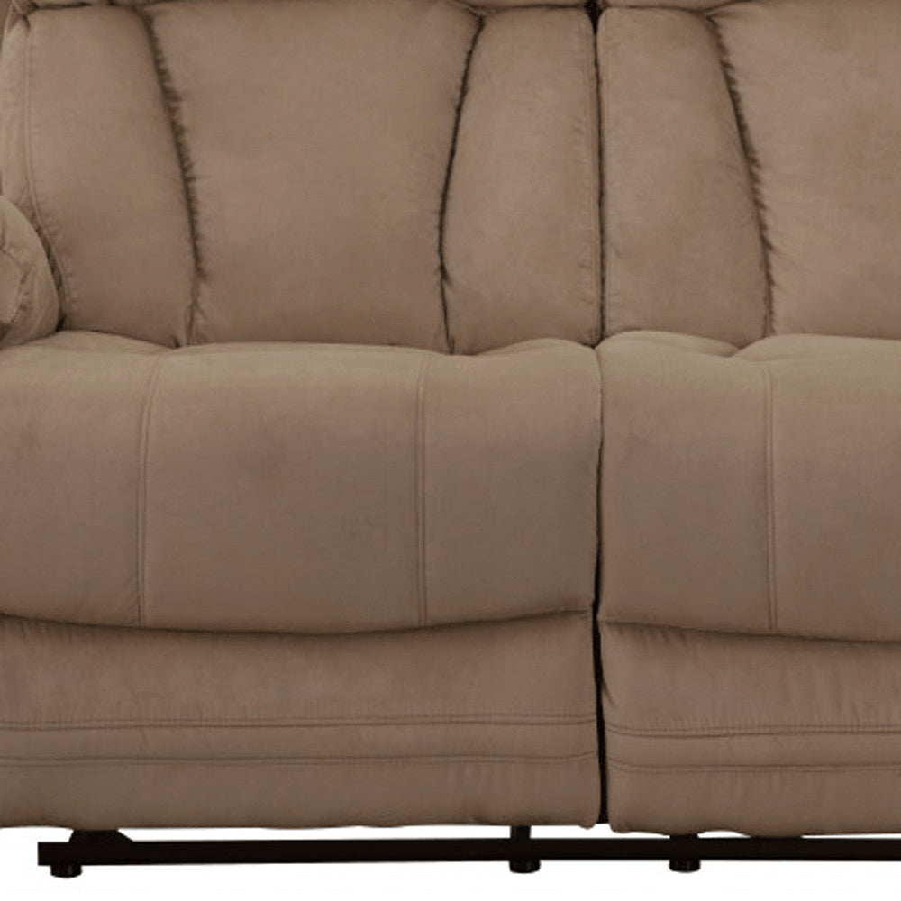 Beige Leather Match Recliner - 63-inch