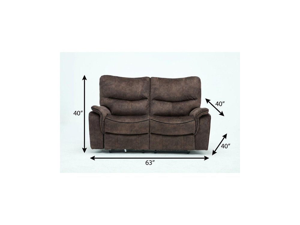 Dark Brown Microfiber Manual Reclining Love Seat - 63-inch
