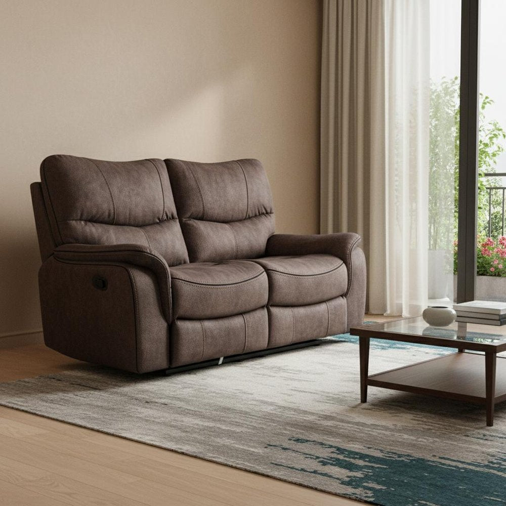 Dark Brown Microfiber Manual Reclining Love Seat - 63-inch