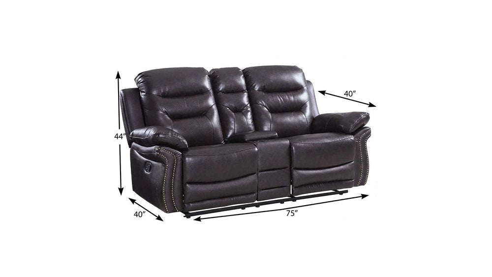 Brown Faux Leather Manual Reclining Love Seat with Storage - 75-inch