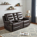 Brown Faux Leather Manual Reclining Love Seat with Storage - 75-inch