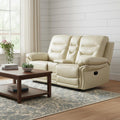 Beige Faux Leather Manual Reclining Love Seat with Storage - 75-inch