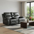 Gray Faux Leather Manual Reclining Love Seat with Storage - 77-inch