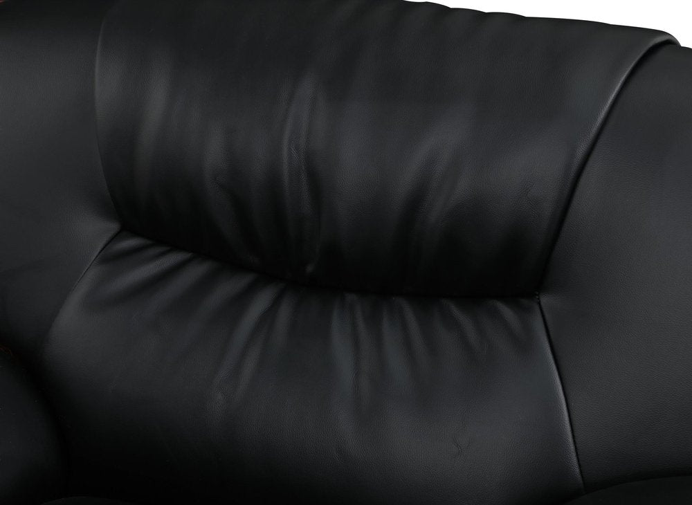 Black and Silver Faux Leather Loveseat - 64-inch