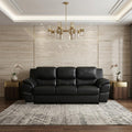 Black Leather Sofa with Silver Legs - 85-inch