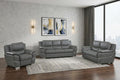 Three Piece Indoor Gray Genuine Leather Six Person Seating Set