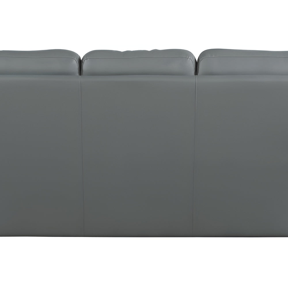 Black Leather Sofa with Silver Legs - 85-inch
