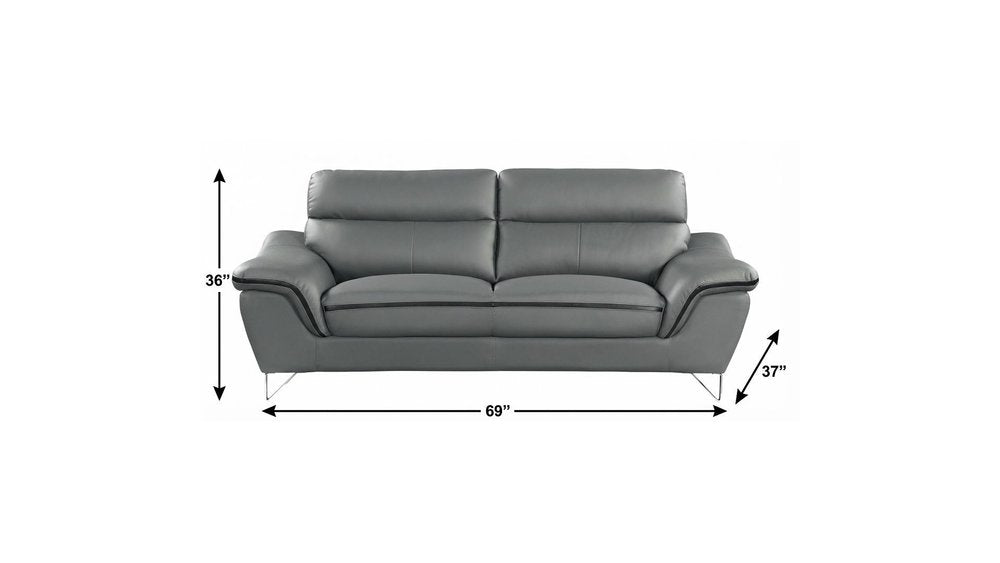 Gray and Silver Faux Leather Love Seat - 69-inch