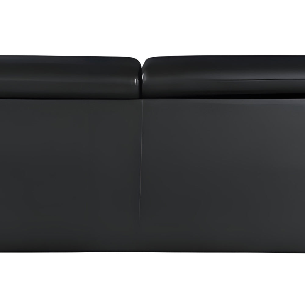 Black Leather Sofa with Silver Legs - 86-inch