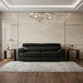 Black Leather Sofa with Silver Legs - 86-inch